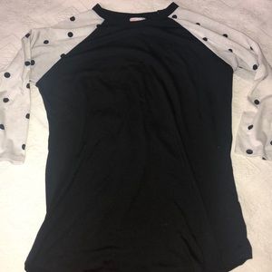 LULAROE Black baseball style t